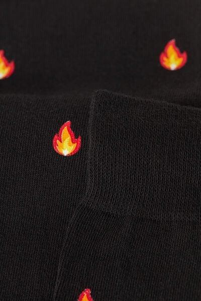 Black Long Patterned Socks, B601_509J, large image number 1