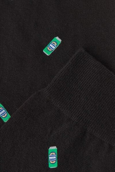 Black Long Patterned Socks, B601_527J, large image number 1