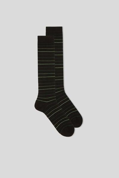 Black Long Patterned Socks, B601_534J, large image number 0