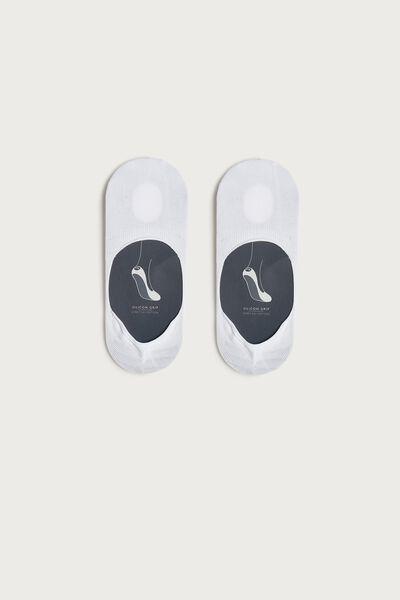 White Stretch Cotton Footlet Socks, , large image number 0