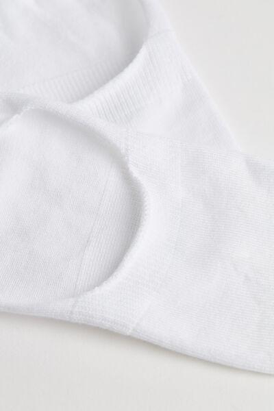 White Stretch Cotton Footlet Socks, , large image number 1