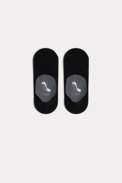 Black Stretch Cotton Footlet Socks, , medium