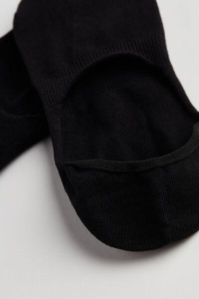 Black Stretch Cotton Footlet Socks, , large image number 1