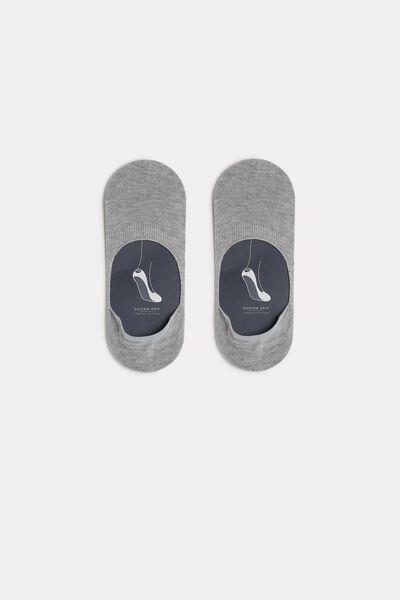 Grey Fleece Stretch Cotton Footlet Socks, , large image number 0