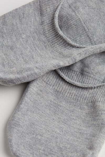 Grey Fleece Stretch Cotton Footlet Socks, , large image number 1
