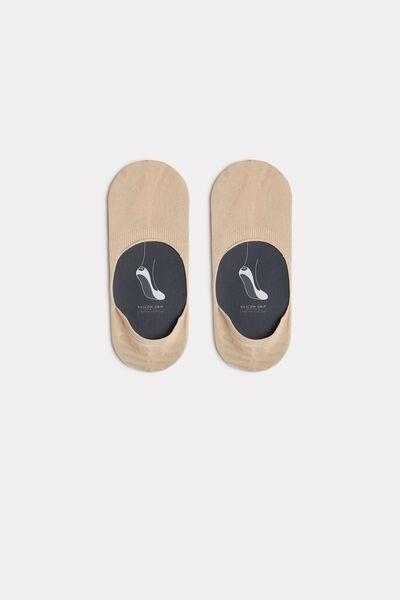 Brown Stretch Cotton Footlet Socks, , large image number 0