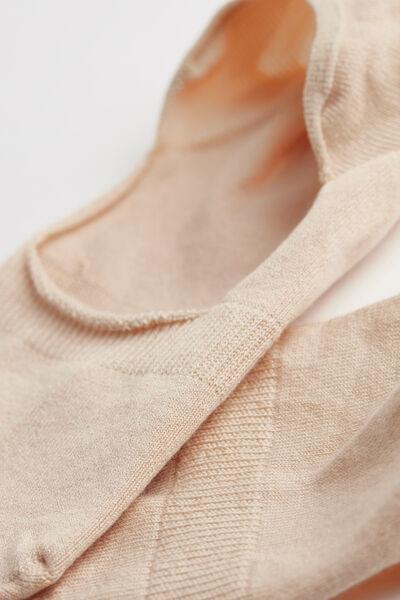 Brown Stretch Cotton Footlet Socks, , large image number 1
