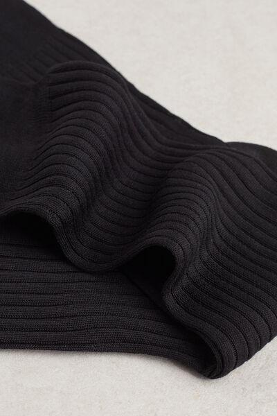 Intimissimi UOMO - Black Short Ribbed Cotton Lisle Socks
