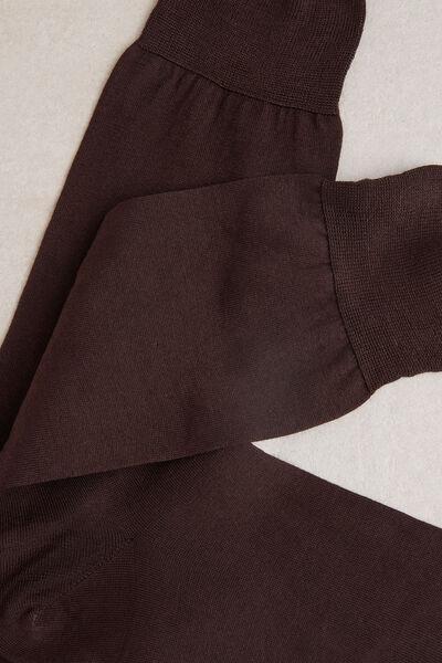 Brown Short Sateen Cotton Lisle Socks, , large image number 0