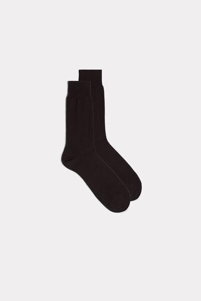Brown Short Sateen Cotton Lisle Socks, , large image number 1