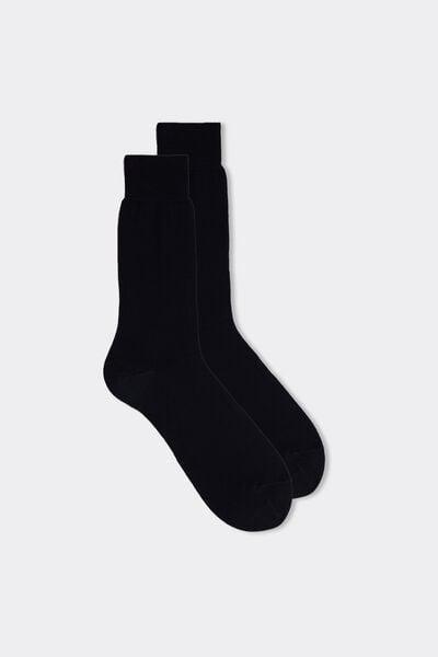 Blue Short Sateen Lisle Socks, , large image number 0