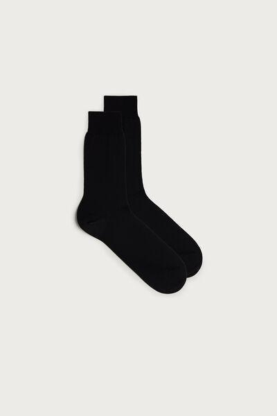 Black Short Sateen Lisle Socks, Black, medium
