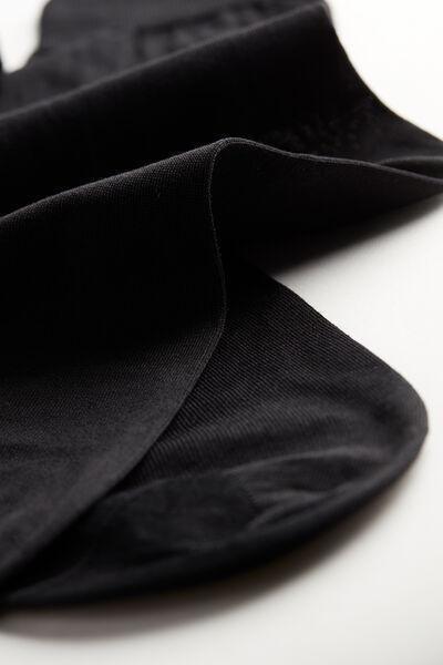 Black Short Sateen Lisle Socks, Black, large image number 1