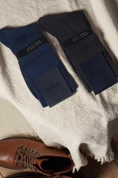 Blue Short Sateen Lisle Socks, Ocean Blue, medium
