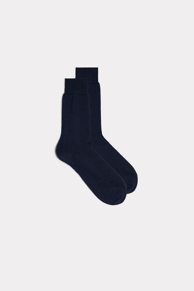 Blue Short Sateen Lisle Socks, Ocean Blue, large image number 1