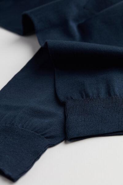 Blue Short Sateen Lisle Socks, Ocean Blue, large image number 2