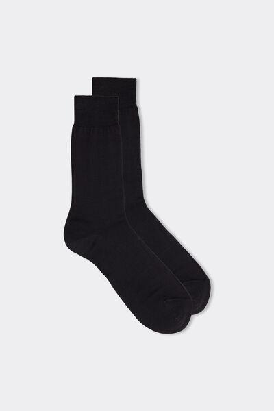Grey Short Sateen Lisle Socks, Charcoal Grey, large image number 0