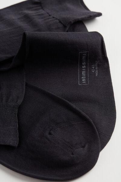 Grey Short Sateen Lisle Socks, Charcoal Grey, large image number 1