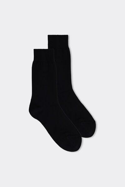 Black Short Warm Cotton Socks, Black, medium