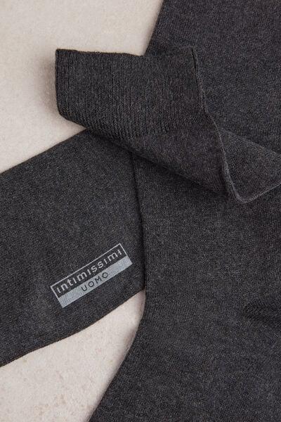 Grey Blend Short Warm Cotton Socks, Charcoal Grey Blend, medium