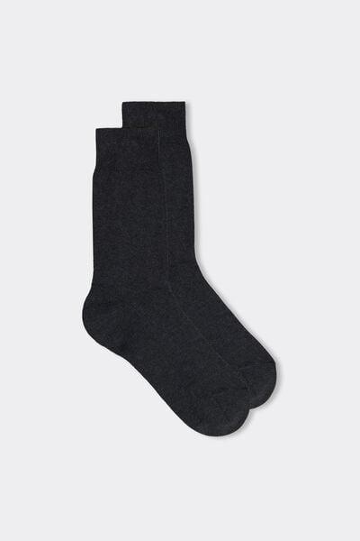 Grey Blend Short Warm Cotton Socks, Charcoal Grey Blend, large image number 1