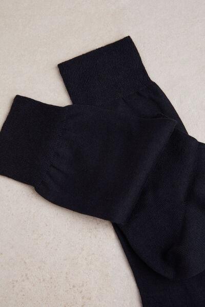 Blue Short Socks In Cotton-Silk Cashmere Blend, , large image number 0