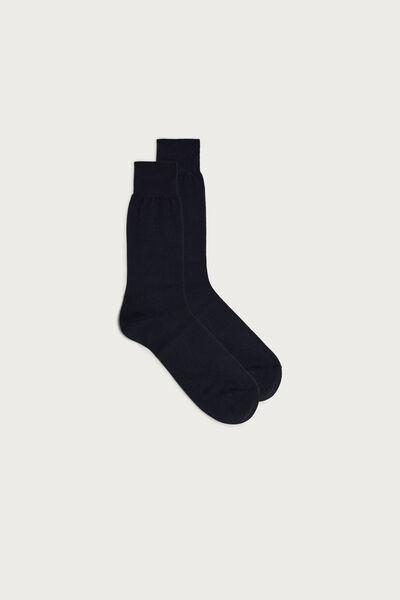 Blue Short Socks In Cotton-Silk Cashmere Blend, , large image number 1