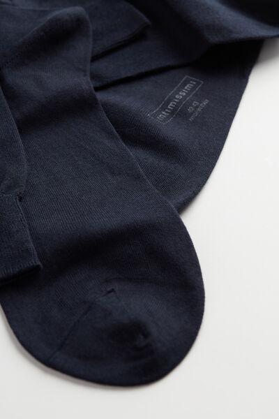 Blue Short Socks In Cotton-Silk Cashmere Blend, , large image number 2