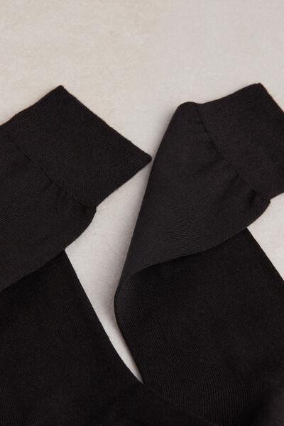 Black Short Socks In Cotton-Silk Cashmere Blend, , large image number 0