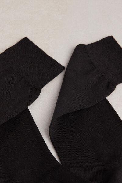 Intimissimi UOMO - Black Short Socks In Cotton-Silk Cashmere Blend