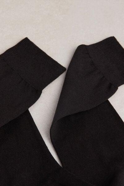 Black Short Cashmere Blend Socks, Black, large image number 0