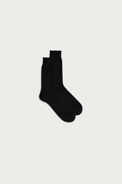 Black Short Socks In Cotton-Silk Cashmere Blend, , large image number 1