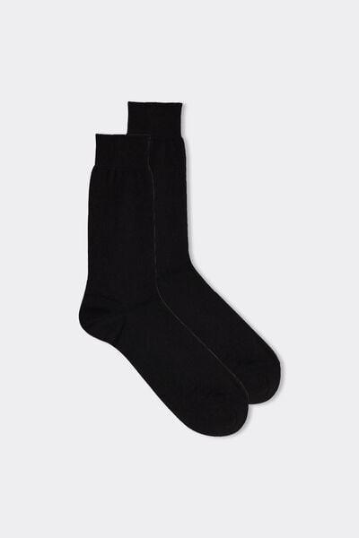 Black Short Cashmere Blend Socks, Black, large image number 1