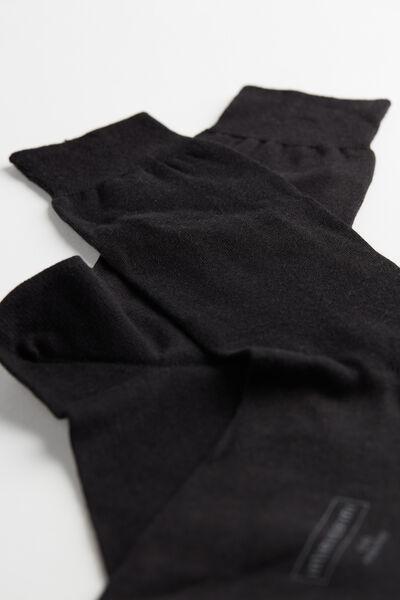 Black Short Socks In Cotton-Silk Cashmere Blend, , large image number 2