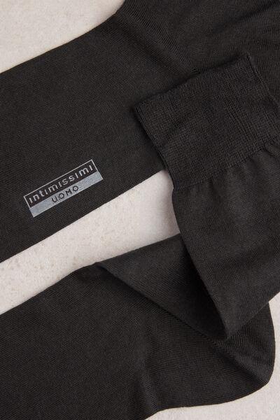 Grey Short Socks In Cotton-Silk Cashmere Blend, , large image number 0