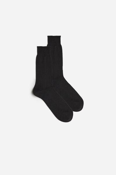 Grey Short Socks In Cotton-Silk Cashmere Blend, , large image number 1