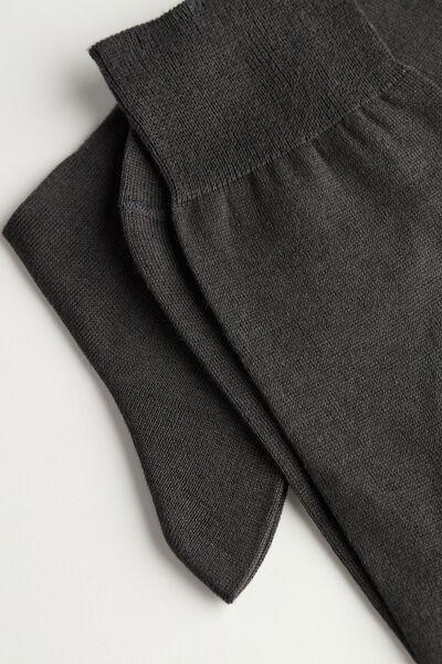 Grey Short Socks In Cotton-Silk Cashmere Blend, , large image number 2