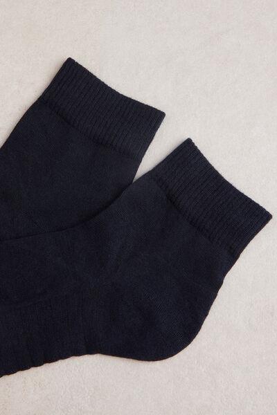 Blue Extra-Short Terry Cotton Socks, Blue, large image number 0