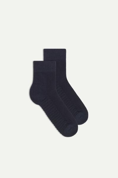 Blue Extra-Short Terry Cotton Socks, Blue, large image number 1