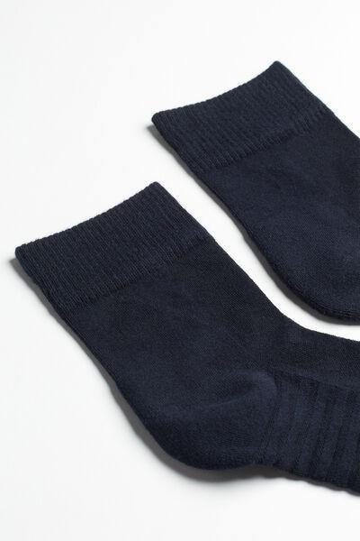 Blue Extra-Short Terry Cotton Socks, Blue, large image number 2