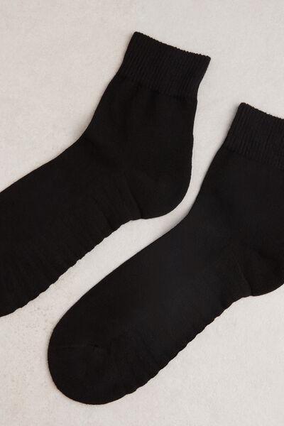Black Extra-Short Terry Cotton Socks, , medium