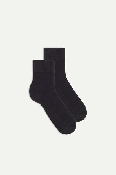 Black Extra-Short Terry Cotton Socks, Black, large image number 1
