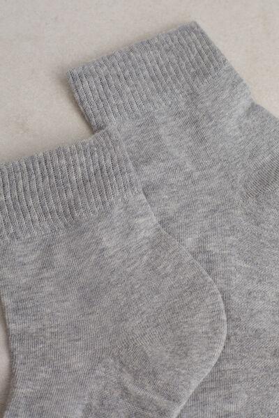 Grey Fleece Extra-Short Terry Cotton Socks, , medium