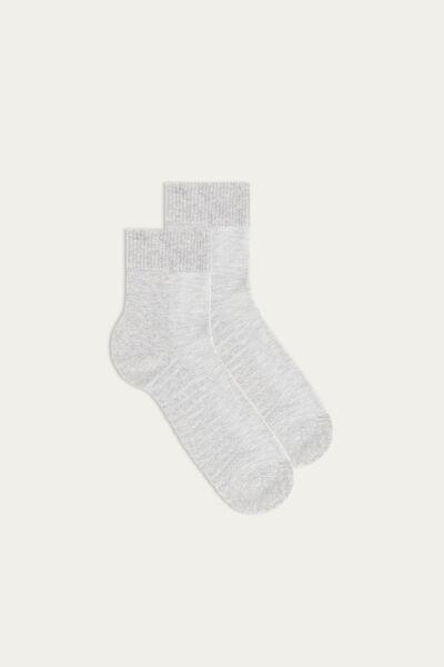 Grey Fleece Extra-Short Terry Cotton Socks, Grey Fleece, large image number 1