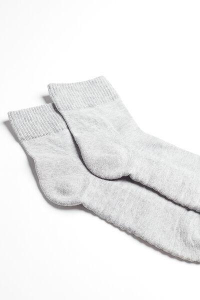 Grey Fleece Extra-Short Terry Cotton Socks, Grey Fleece, large image number 2