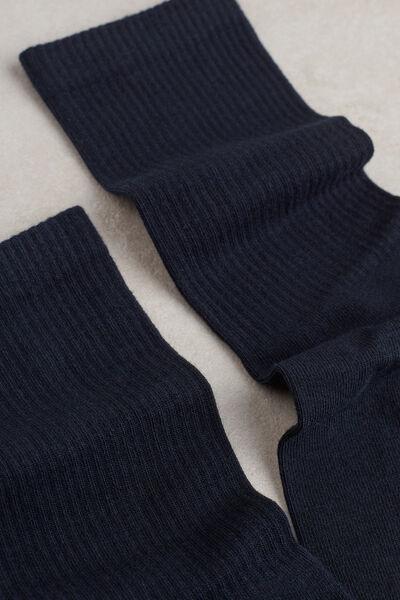 Blue Terry Cotton Short Socks, Blue, large image number 0