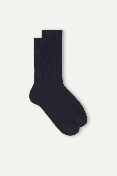 Blue Terry Cotton Short Socks, Blue, large image number 1