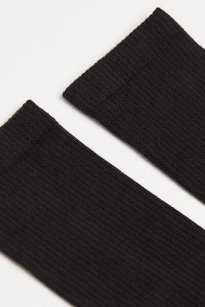 Black Terry Short Cotton Socks, Black, medium