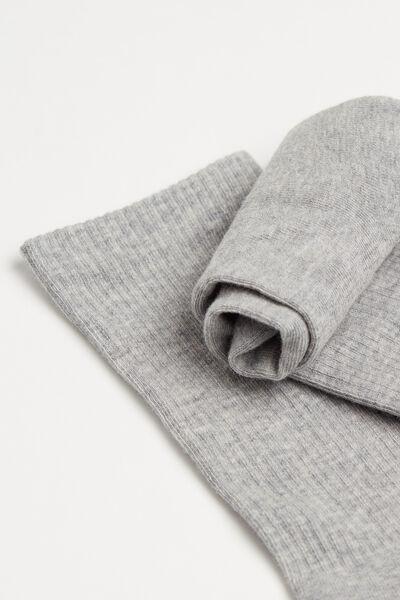 Grey Fleece Terry Cotton Short Socks, Grey Fleece, large image number 2
