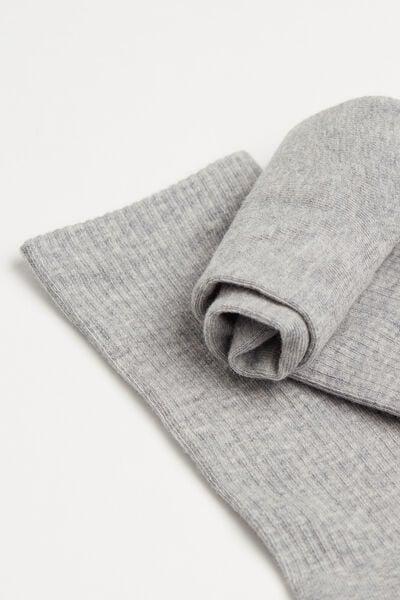 Grey Terry Cotton Short Socks, Grey Fleece, large image number 3